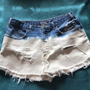 Acid washed blue jean shorts